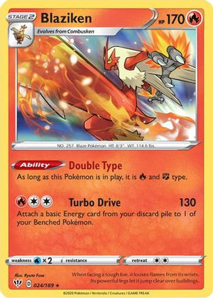 Blaziken 24/189 - SWSH03 Darkness Ablaze Reverse Holofoil - Poke-Collect