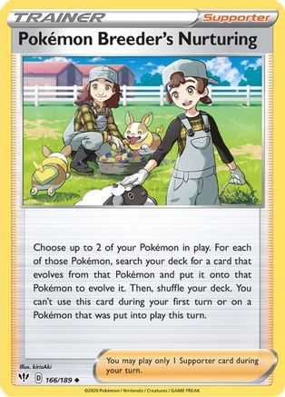 Pokemon Breeder's Nurturing 166/189 - SWSH03 Darkness Ablaze Reverse Holofoil - Poke-Collect