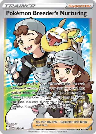 Pokemon Breeder's Nurturing (Full Art) 188/189 - SWSH03 Darkness Ablaze Holofoil - Poke-Collect