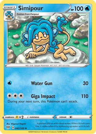Simipour 42/189 - SWSH03 Darkness Ablaze - Poke-Collect