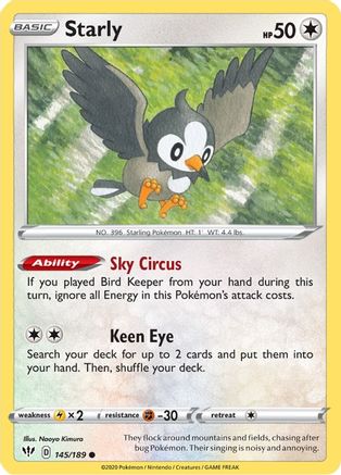 Starly 145/189 - Darkness Ablaze Reverse Holofoil - Poke-Collect
