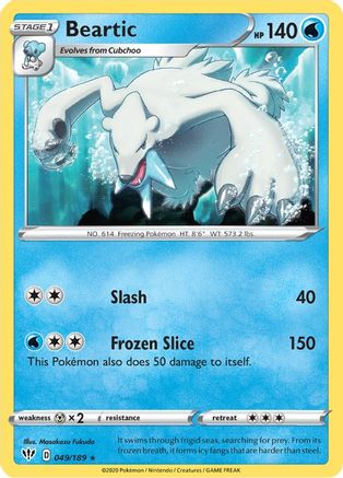 Beartic 49/189 - SWSH03 Darkness Ablaze Reverse Holofoil - Poke-Collect