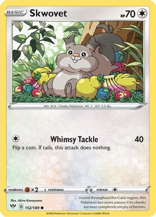 Skwovet 152/189 - Darkness Ablaze Reverse Holofoil - Poke-Collect