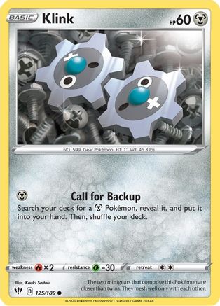 Klink 125/189 - SWSH03 Darkness Ablaze Reverse Holofoil - Poke-Collect