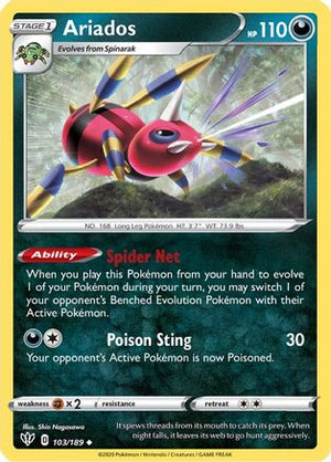 Ariados 103/189 - SWSH03 Darkness Ablaze Reverse Holofoil - Poke-Collect