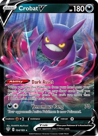 Crobat V 104/189 - SWSH03 Darkness Ablaze Holofoil - Poke-Collect