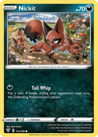 Nickit 112/189 - SWSH03 Darkness Ablaze Reverse Holofoil - Poke-Collect