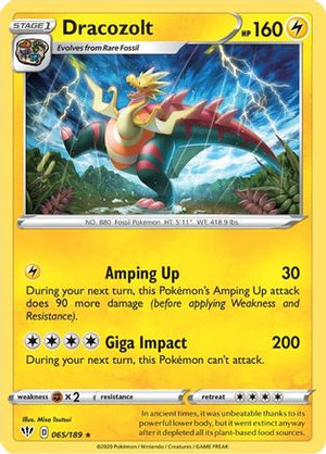 Dracozolt 65/189 - SWSH03 Darkness Ablaze Reverse Holofoil - Poke-Collect