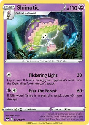 Shiinotic 80/189 - SWSH03 Darkness Ablaze Reverse Holofoil - Poke-Collect