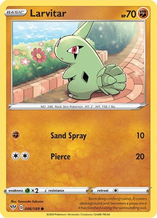 Larvitar 86/189 - SWSH03 Darkness Ablaze Reverse Holofoil - Poke-Collect
