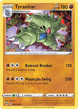 Tyranitar 88/189 - Darkness Ablaze Reverse Holofoil - Poke-Collect