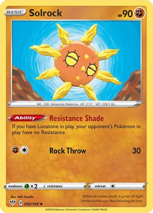 Solrock 92/189 - Darkness Ablaze Reverse Holofoil - Poke-Collect