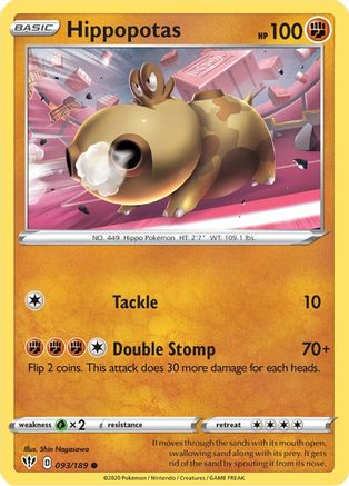 Hippopotas 93/189 - SWSH03 Darkness Ablaze Reverse Holofoil - Poke-Collect