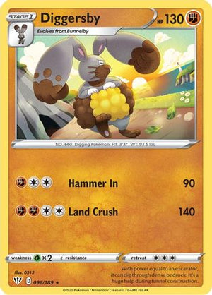 Diggersby 96/189 - SWSH03 Darkness Ablaze - Poke-Collect