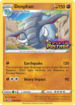 Donphan - SWSH067 (Prerelease) [Staff] SWSH067 - SWSH Sword & Shield Promo Cards Holofoil - Poke-Collect