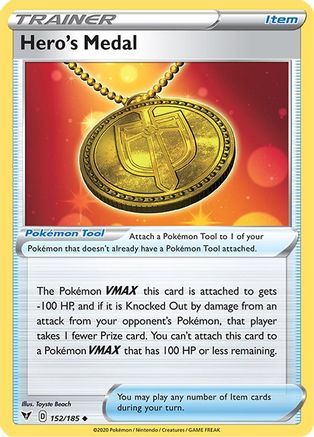Hero's Medal 152/185 - SWSH04 Vivid Voltage Reverse Holofoil - Poke-Collect