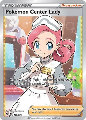 Pokemon Center Lady (Full Art) 185/185 - SWSH04 Vivid Voltage Holofoil - Poke-Collect