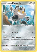 Galarian Meowth 112/185 - SWSH04 Vivid Voltage Reverse Holofoil - Poke-Collect