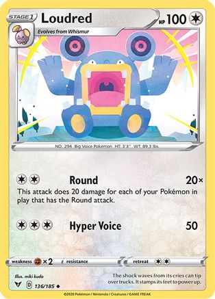 Loudred 136/185 - SWSH04 Vivid Voltage Reverse Holofoil - Poke-Collect