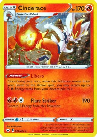 Cinderace - 034/202 (Cosmos Holo) 34 - Miscellaneous Cards & Products Holofoil - Poke-Collect