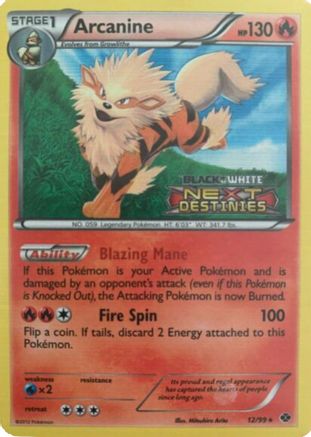 Arcanine - 12/99 (Prerelease) 12 - Black and White Promos Holofoil - Poke-Collect