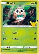 Rowlet - 7/25 7/25 - McDonalds 25th Anniversary Promos - Poke-Collect