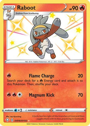 Raboot SV016/122 - Shining Fates Shiny Vault Holofoil - Poke-Collect