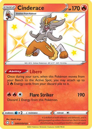Cinderace SV017/122 - Shining Fates Shiny Vault Holofoil - Poke-Collect