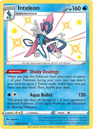 Inteleon SV027/122 - Shining Fates Shiny Vault Holofoil - Poke-Collect
