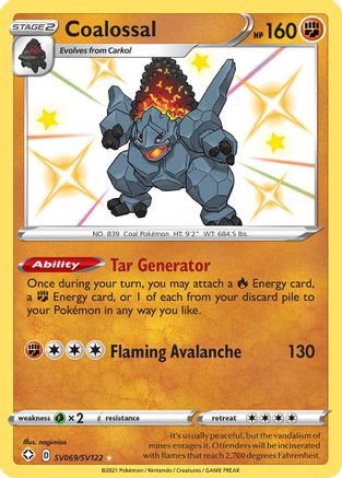 Coalossal SV069/122 - Shining Fates Shiny Vault Holofoil - Poke-Collect