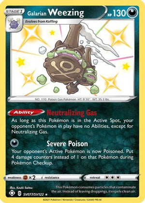 Galarian Weezing SV077/122 - Shining Fates Shiny Vault Holofoil - Poke-Collect