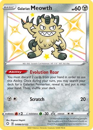 Galarian Meowth SV086/122 - Shining Fates Shiny Vault Holofoil - Poke-Collect