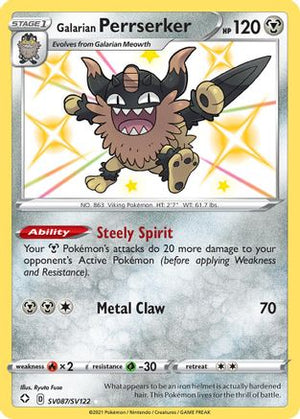 Galarian Perrserker SV087/122 - Shining Fates Shiny Vault Holofoil - Poke-Collect