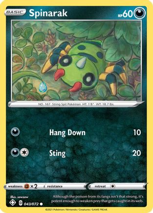 Spinarak 43/72 - Shining Fates Reverse Holofoil - Poke-Collect