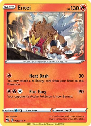 Entei 20/163 - SWSH05 Battle Styles Reverse Holofoil - Poke-Collect