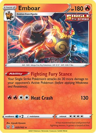 Emboar 25/163 - SWSH05 Battle Styles Holofoil - Poke-Collect