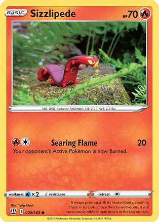 Sizzlipede 29/163 - SWSH05 Battle Styles Reverse Holofoil - Poke-Collect