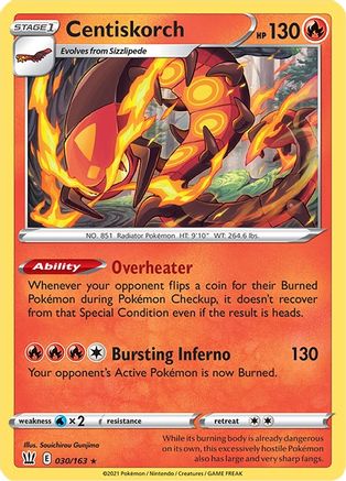 Centiskorch 30/163 - SWSH05 Battle Styles Reverse Holofoil - Poke-Collect