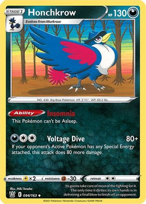 Honchkrow 94/163 - SWSH05 Battle Styles Reverse Holofoil - Poke-Collect