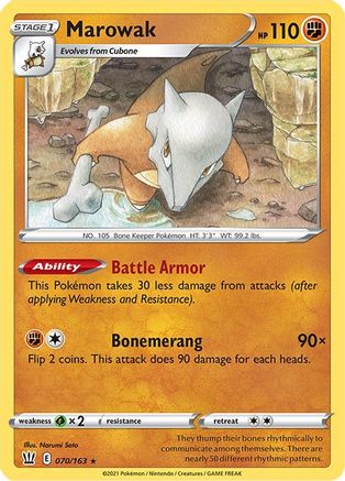Marowak 70/163 - SWSH05 Battle Styles Reverse Holofoil - Poke-Collect