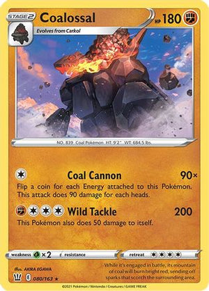 Coalossal 80/163 - SWSH05 Battle Styles Reverse Holofoil - Poke-Collect