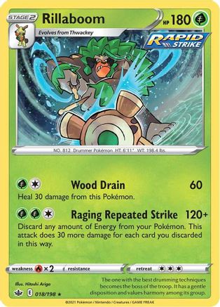 Rillaboom 18/198 - SWSH06 Chilling Reign Reverse Holofoil - Poke-Collect
