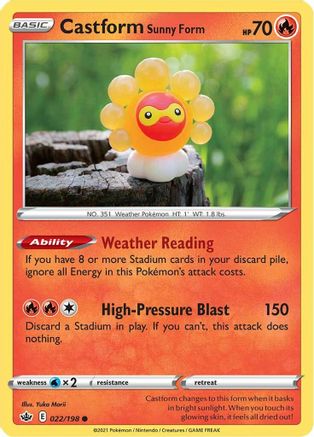 Castform Sunny Form 22/198 - SWSH06 Chilling Reign Reverse Holofoil - Poke-Collect