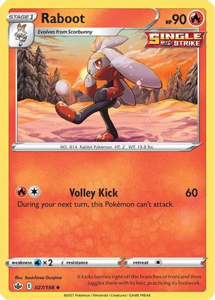 Raboot 27/198 - SWSH06 Chilling Reign Reverse Holofoil - Poke-Collect