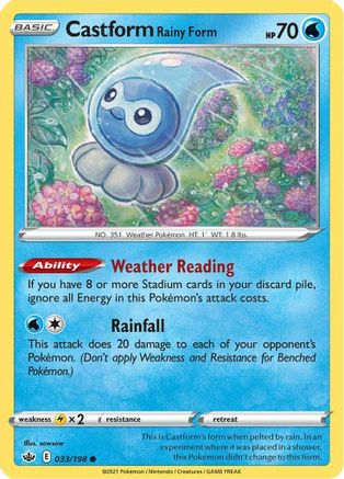 Castform Rainy Form 33/198 - SWSH06 Chilling Reign Reverse Holofoil - Poke-Collect