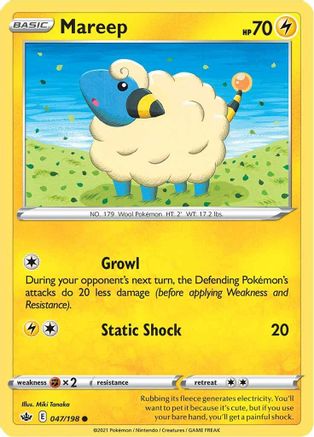 Mareep 47/198 - SWSH06 Chilling Reign Reverse Holofoil - Poke-Collect