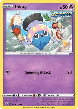 Inkay 69/198 - SWSH06 Chilling Reign Reverse Holofoil - Poke-Collect