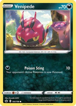 Venipede 105/198 - Chilling Reign Reverse Holofoil - Poke-Collect