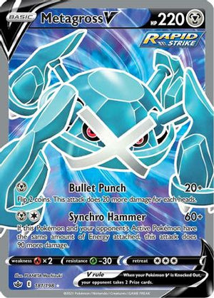 Metagross V (Full Art) 181/198 - SWSH06 Chilling Reign Holofoil - Poke-Collect