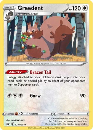 Greedent 128/198 - SWSH06 Chilling Reign Holofoil - Poke-Collect